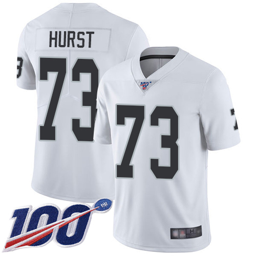 Men Oakland Raiders Limited White Maurice Hurst Road Jersey NFL Football #73 100th Season Vapor Jersey